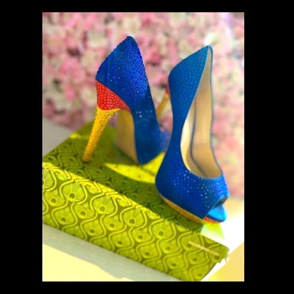 Gianni Bini Blue and Gold Heels - Picture 4 of 6